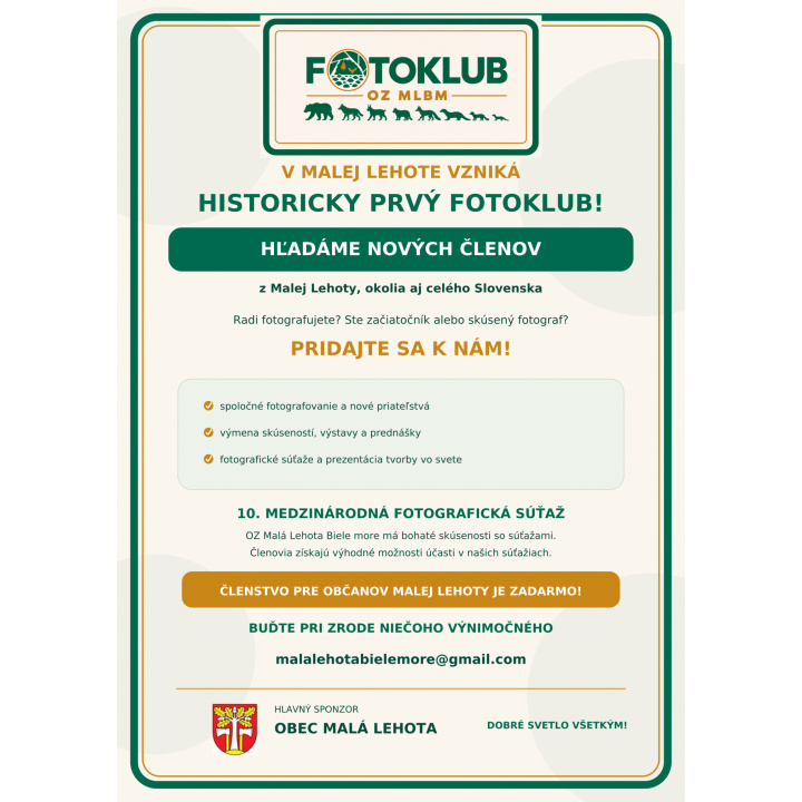  Vznik prvého fotoklubu v obci Malá Lehota.