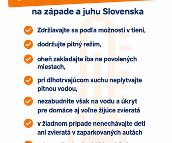 Aktuality / Odporúčané opatrenia na ochranu obyvateľstva v podmienkach výskytu extrémne vysokých teplôt - foto