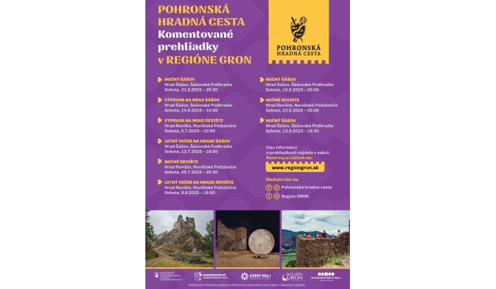 Ponuka prehliadok na Pohronskej hradnej ceste - hrady Revište a Šášov.