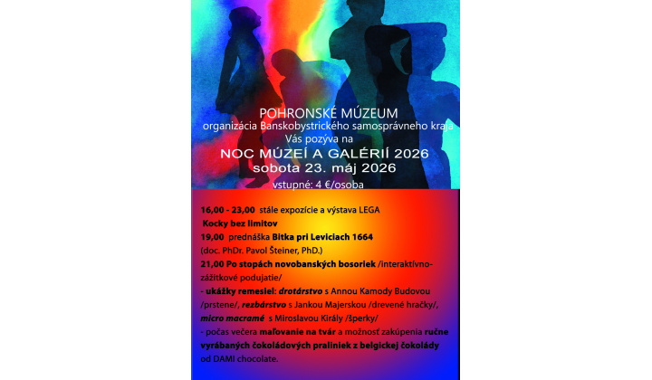 Pozvánka - Noc múzeí a galérií, dňa 23. mája v čase od 16,00 - 23,00. 