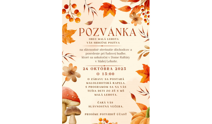POZVÁNKA 24.10.2025 o 15:00