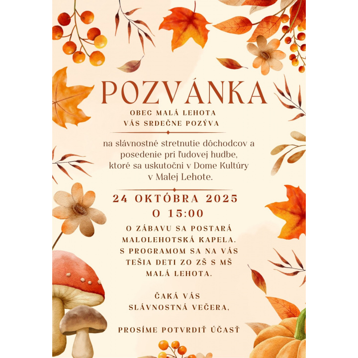 POZVÁNKA 24.10.2025 o 15:00