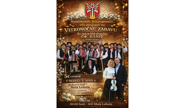 VEĽKONOČNÁ ZÁBAVA 5. apríla 2026 o 20:00 v KD
