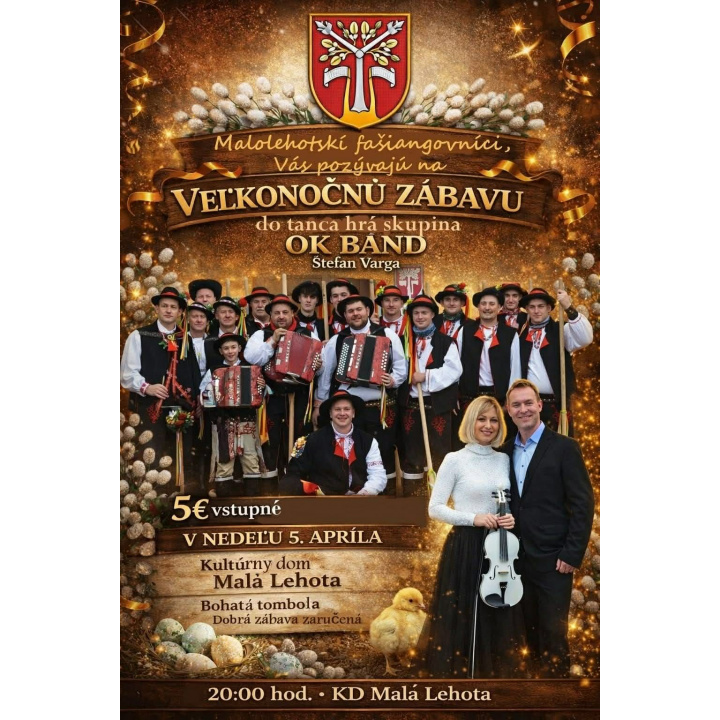 VEĽKONOČNÁ ZÁBAVA 5. apríla 2026 o 20:00 v KD