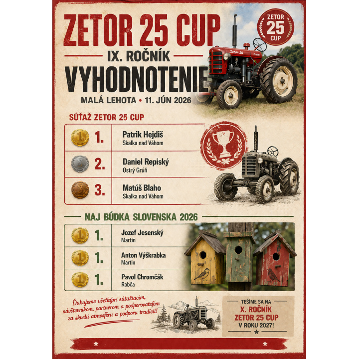 VYHODNOTENIE ZETOR 25 CUP a NAJ búdka Slovenska 2026